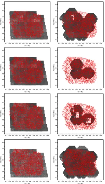 Fig. 5. Overlap between the position of the NIR sources (black tiles) and radio sources (red points)