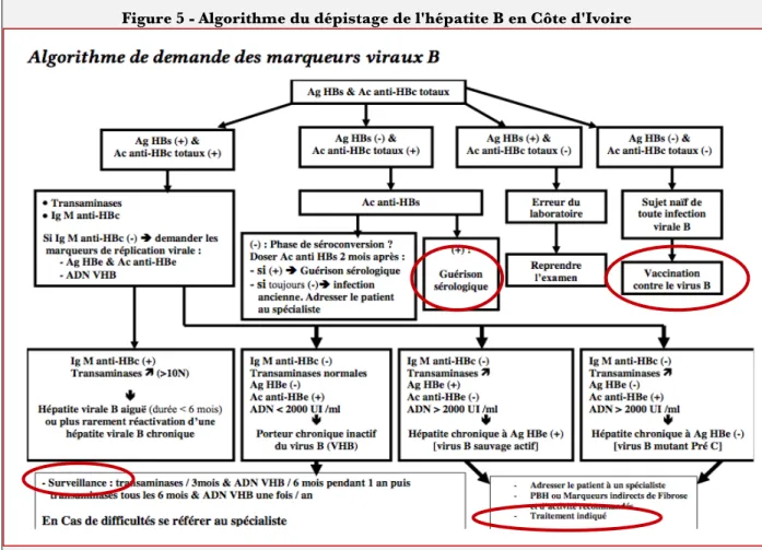 Figure 5 - Algorithme du dépistage de l'hépatite B en Côte d'Ivoire 