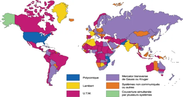 Figure 8 : Spatialisation de l’utilisation des systèmes de projection dans le monde 