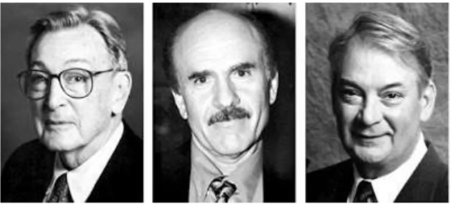 Figure I-1 : R. Furchgott, L. Ignarro et F. Murad, lauréats du Prix Nobel de Physiologie et de  Médecine en 1998 