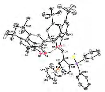 Table 2.1  Intramolecular O-H···O hydrogen bonding between the hydroxyl groups in  the crystal of (S)-2.18