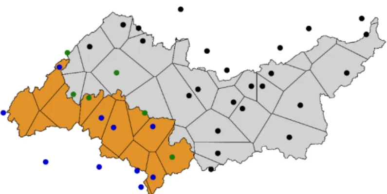 Figure A2. Correlation coefficient between the precipitation and discharge time series for the 1950–