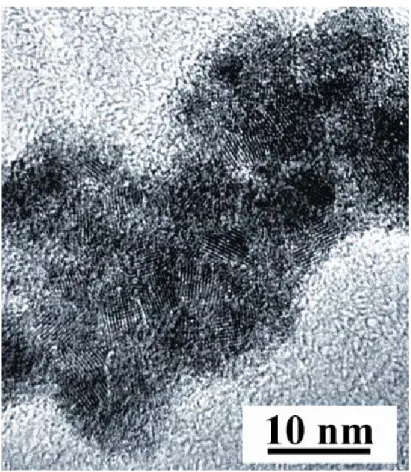 Figure 2. HRTEM image of platinum doped tin/tin oxide nanoparticles 