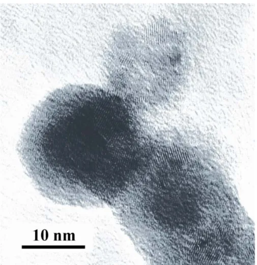 Figure 4. HRTEM image of palladium doped tin/tin oxide nanoparticles 