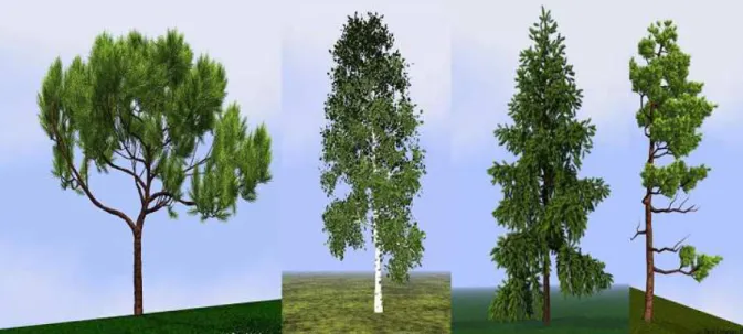 Figure 2. Exemples d’arbres produits par XFrog. 