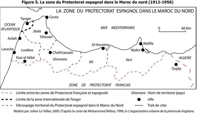 Figure 5. La zone du Protectorat espagnol dans le Maroc du nord (1912-1956) 