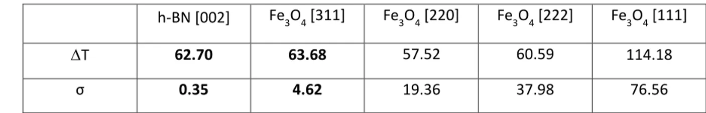 Table  2.  Maximum  heating  and  standard  deviation  calculated  from  the  BN  and  Fe 3 O 4   peak 210 