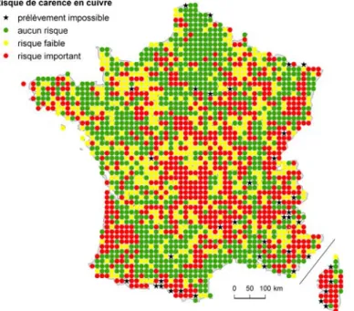Figure 5 : Le stock de carbone organique dans les  30 premiers centimètres des sols de France  métropolitaine