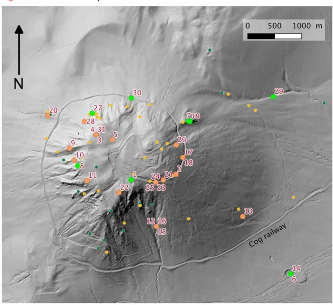 Figure 7 Location of PdD samples on the Lidar map 