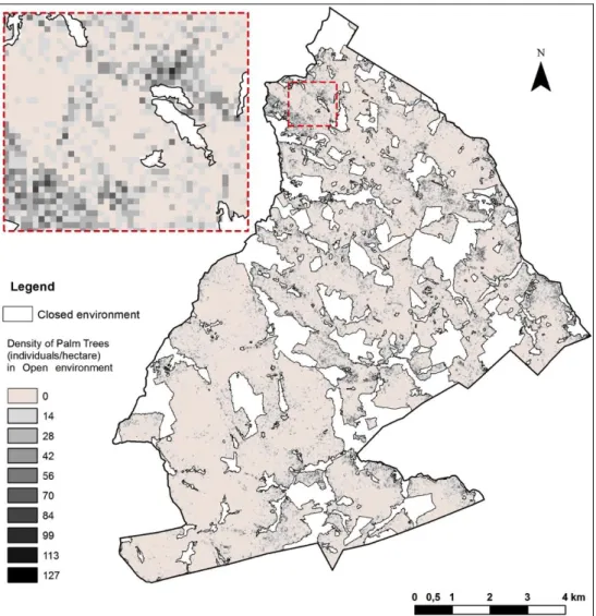 Fig. 8. The  LCC  palm tree density map in  Benfica based on the application of automatic  384 