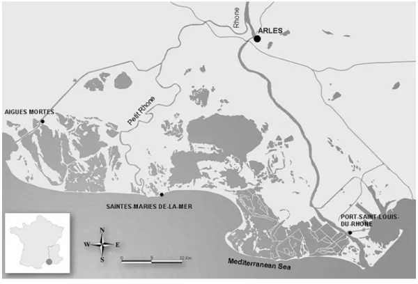 Fig 1. Localization and map of the Camargue.