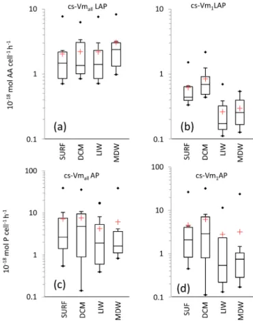 Figure 9. Depth variation factor (DVF; unitless) for ectoenzymatic specific activities