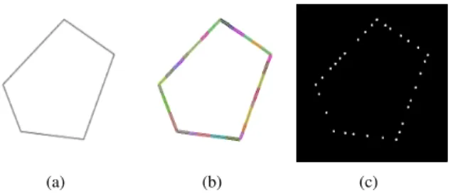 Fig. 4: (a) Polygon image; (b) Tubes detection result; (c) The con- con-nection map.