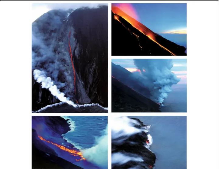 Fig. 2 All postcards available for sale on Stromboli in September 2018 depicting the eruption of 2002 – 03