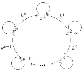 Figure 1: Ring-coupling between the state variables