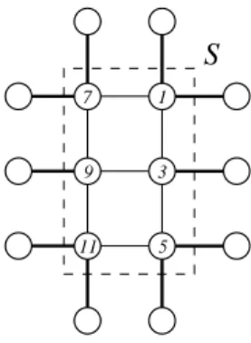 Figure 1: Example showing that LGC(G) &lt; 12 for G being an infinite square grid.