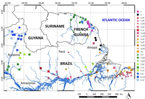 Figure 8. Spatial map of the 23 hydroclimatic areas obtained by the hierarchical ascendant  classification method