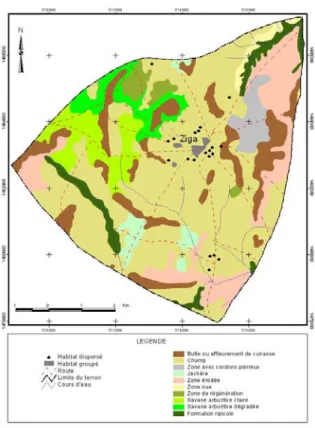 Figure 6: Carte d’occupation du sol de Ziga en 1996. Land use map of Ziga in 1996 