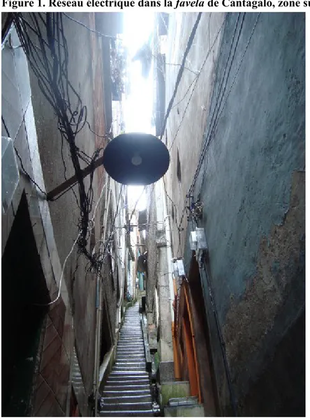 Figure 1. Réseau électrique dans la favela de Cantagalo, zone sud de Rio de Janeiro