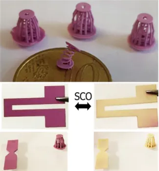 Figure  18.  3D  printed  objects  of  polymer  composites  of  the  SCO  complex  [Fe(NH 2 trz) 3 ]SO 4 .[68]