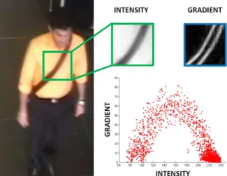Fig. 1. Nonlinear dependency between two features extracted from a patch.