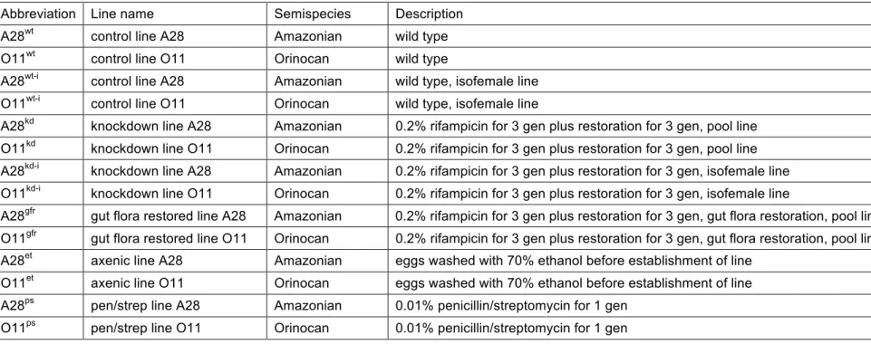 Table S1. Detailed information on experimental Drosophila paulistorum lines. Pool lines were maintained via sibling mating