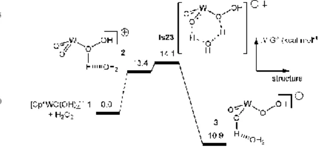 Fig.  1  Free  enthalpy  profile  (kcal  mol -1 )  for  the  H 2 O 2