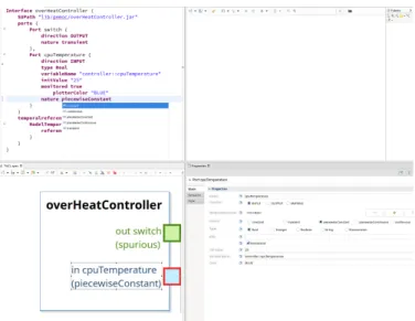 Fig. 3: Screenshot of the interface definition in the tool, with properties of ports.