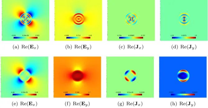 Figure 5: The electric-field and current-density distributions of the light-matter interaction of a Na nanowire.