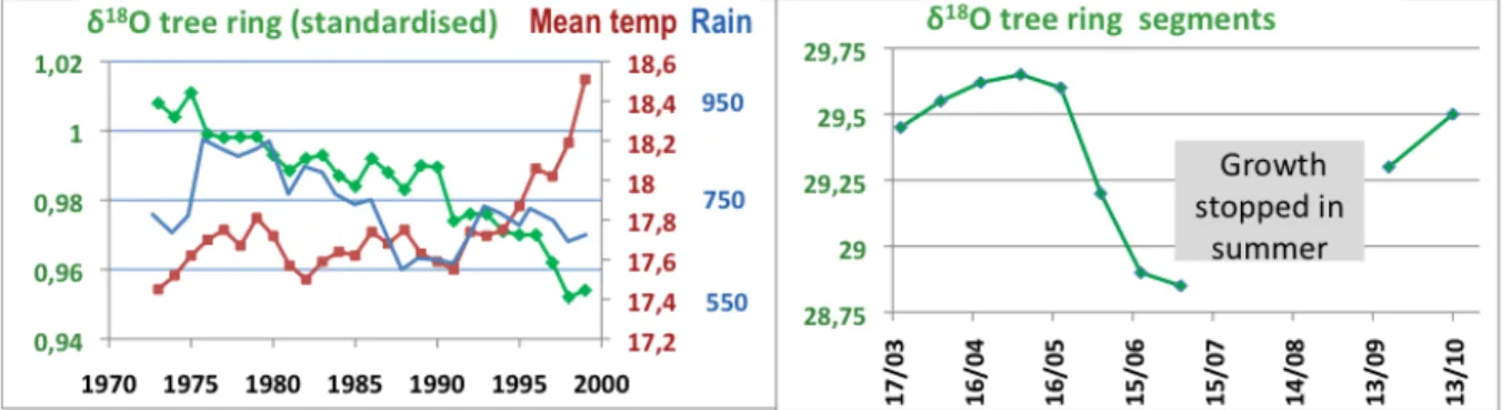 Figure   4   :   Time-­‐series   of   oxygen   isotopic   composition   ( δ 18 O)   in   tree   rings   of   Aleppo   pine   (Sarris   et   al