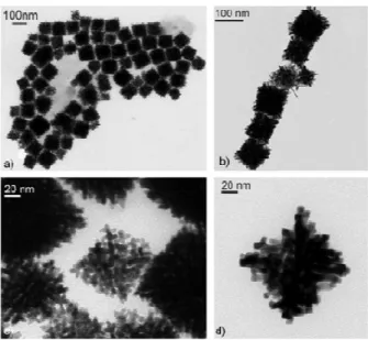 Figure  S2  :  TEM  images  of  cubic  dendrites  obtained  after  1h  of  reaction  at  150°C,  3  bars  H 2 ,  [Pt]=10mM  under  different  magnifications a) 12k, b) 30k, c) 80k, c)100k 
