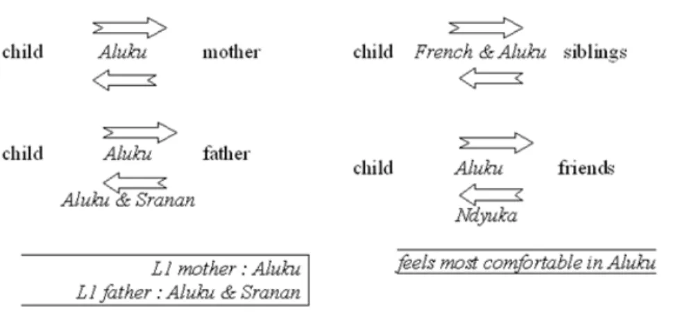 Figure 3: Patterns of language use of a 10-year-old child in Saint-Laurent-du-Maroni II (Léglise  2005) 