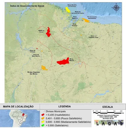 Figura 02: Mapa do Índice de Desenvolvimento Social das Unidades de Conservação do Maranhão