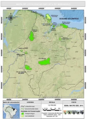 Figura 1: Mapa de Localização das Unidades de Conservação em estudo no Maranhão.