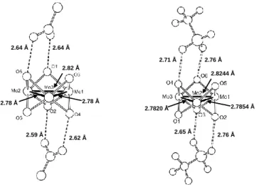 Figure 3.    Structures  of  the  [(Cp*Mo) 3 (-OH) 4 (-O) 2 ]X 2   compounds,  emphasizing  the  cation-anion  H-bonds