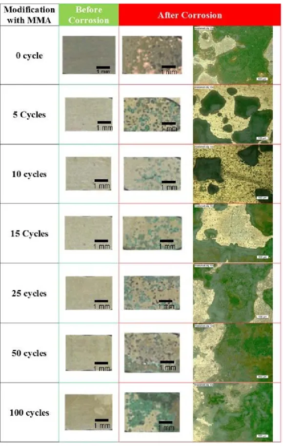 Figure 9. Surface of the samples before and after electrochemical corrosion tests.  