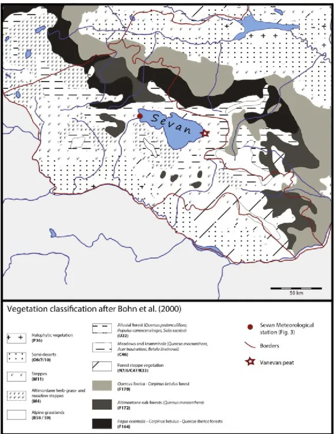 Fig. 4.  Vegetation map of Lesser Caucasus (after Bohn et     al., 2000).