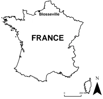 Fig. 1. Location of the Blosseville catchment in France.  