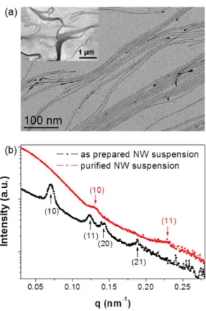 Figure  2.  (a)  TEM  image  of  the  purified  colloidal  suspension  exhibiting  gold  nanowires  and  nanospheres