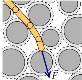 FIG. 4. A growing root and the interparticle gaps seen by the root.