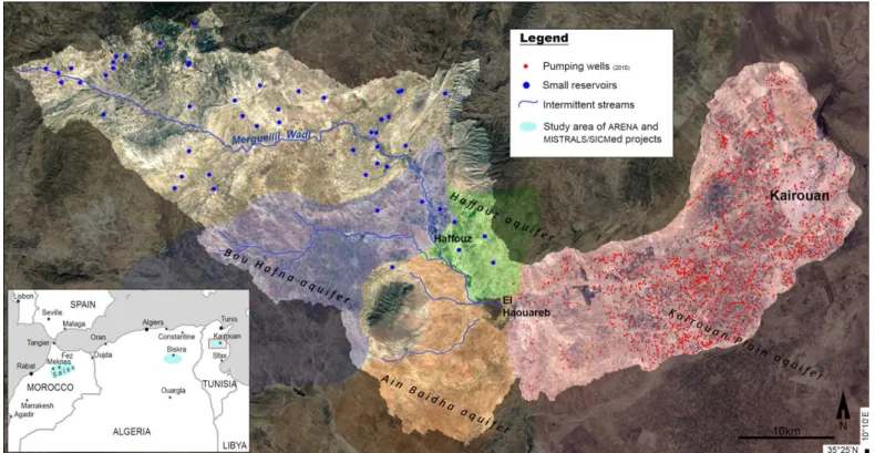 Figure 1. Overview of the study sites and detailed features related to the Tunisian case study (red border inset).