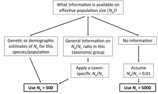 Fig. 1    Conceptual diagram  for applying the N e  indicator  (Hoban et al. 2020). If direct  and robust estimates of N e  are  available, they should be used