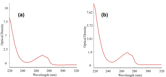 Figure 5. The absorbance value of GalC7 gel without (a) and with (b) cultured neuronal cells
