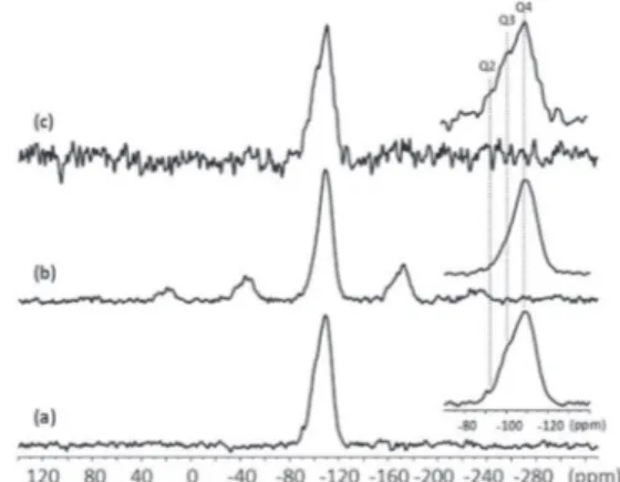 Figure 1. 29 Si MAS NMR spectra (spinning rate of 5 kHz) of: a) pure silica NPs 1; b) silica NPs exposed to one cycle with Mn Amd 2 2;
