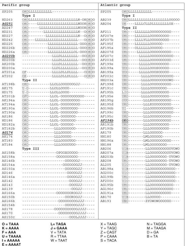 Figure 4. Encoding map of repeat and repeat-like (RL) region. The RL regions are underlined