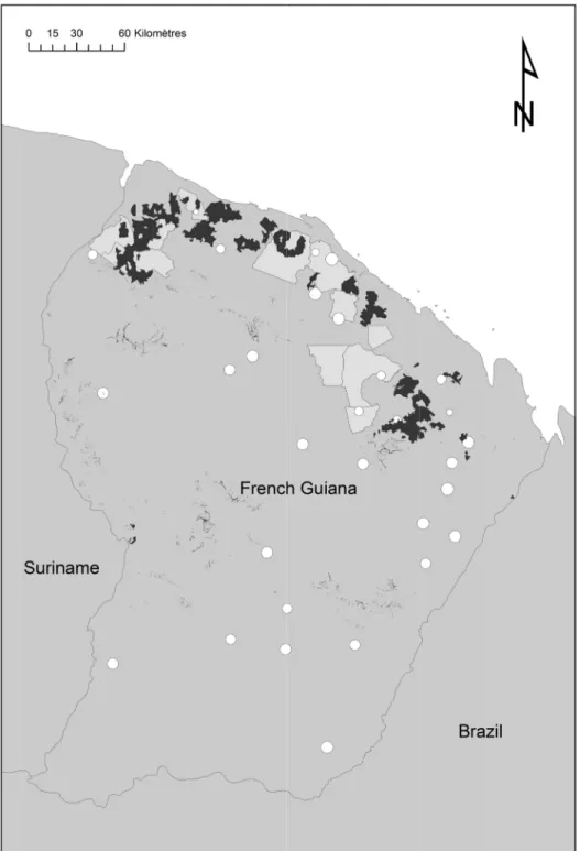 Fig 1. Spatial distribution of inventory blocks from CTFT (1974 – 1976) and ONF (2006 – 2013)