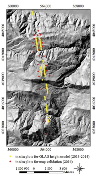 Figure 2 shows location and distribution of all field measurements (92 plots) over the study area.