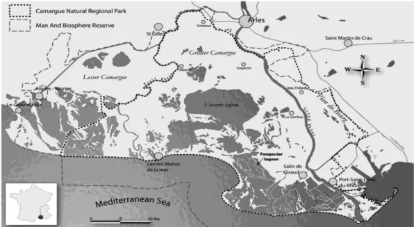 Figure 1. Location of the study site (total surface area is 860 km2 of land and 343 km2 of marine protected area)