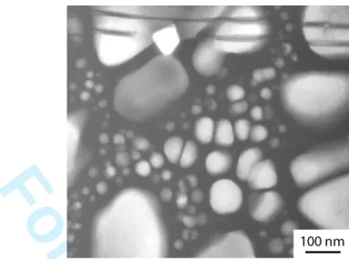 Figure 7. Dark field TEM image of the optimised microstructure. An inhomogeneous  distribution of the tertiary precipitates is clearly evidenced