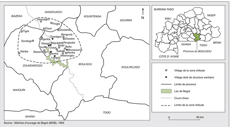 Figure 1. Localisation des villages étudiés dans la province du Boulgou.